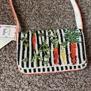 Handcrafted in India Black & White Striped Carrot Cake Beaded Bag Viral TikTok